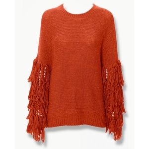 Fringe-Trim Knit Sweater